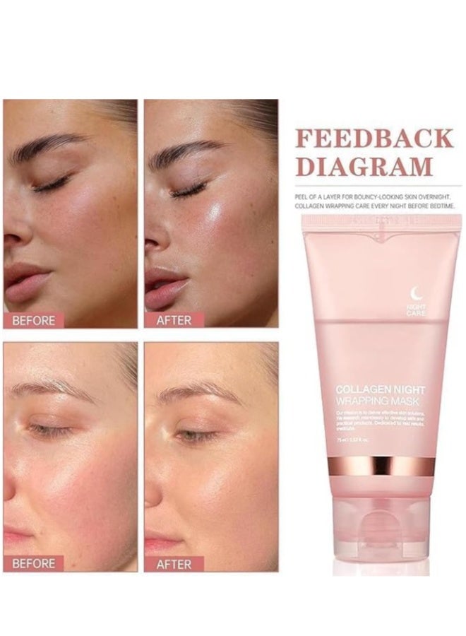 Hoygi Collagen Overnight Wrapping Peel Off Facial Mask Pack - Elasticity & Hydration Care, Reduces Sagging & Dullness - Hydrolyzed Collagen For Glowing Skin - Korean Skin Care(1PCS) - Image 5