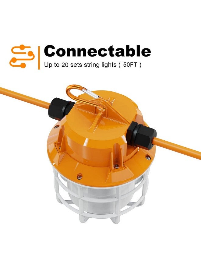 NS 50FT Construction String Lights LED Industrial Grade Super Bright for Construction Sites, Temporary Work, Renovation, Jobsite, and All Outdoor Lighting, with 5 Bulbs and Climbing Hook - Image 3