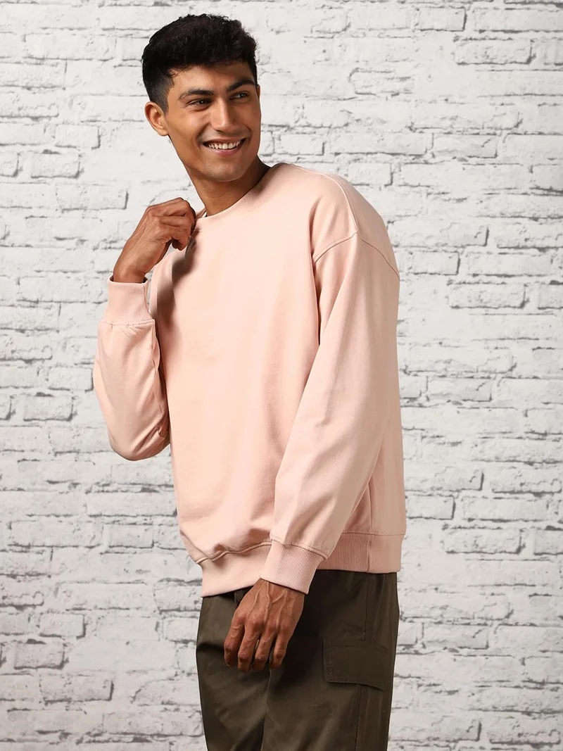 NOBERO  Oversized Pink Clay Sweatshirt for Men for Men | Best Price UAE