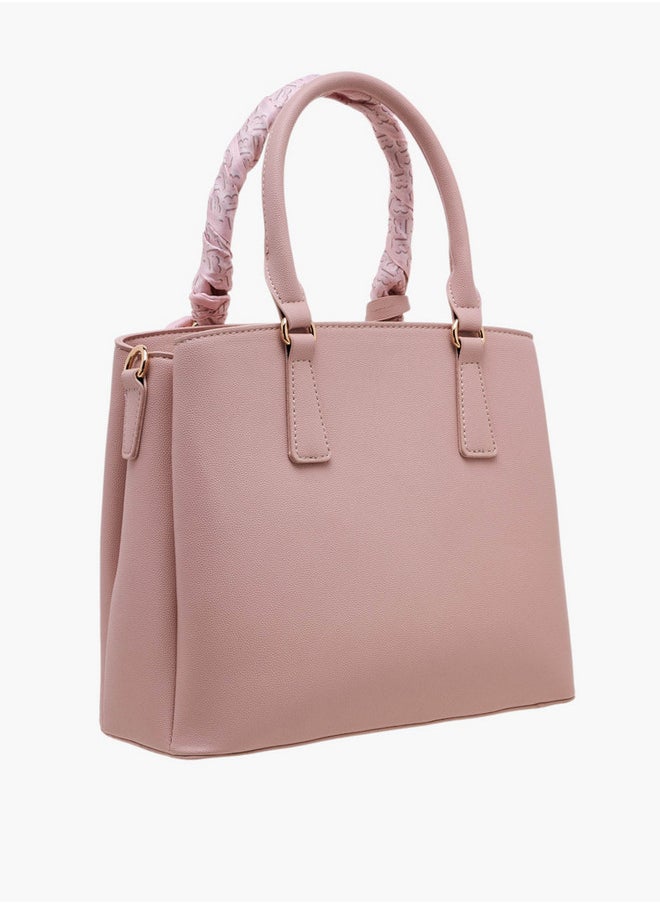 Flora Bella By Shoexpress Scarf Accent Tote Bag with Double Handle and Zip Closure  - Image 4