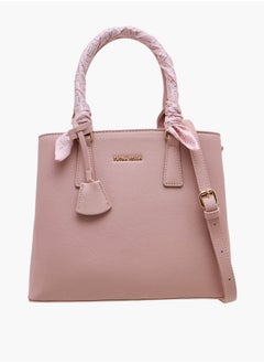 Scarf Accent Tote Bag with Double Handle and Zip Closure