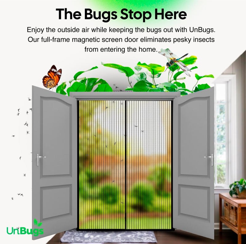 iGotTech UnBugs Magnetic Screen Door - Fits French Door & Double Doors up to 62 x 82 Inches MAX - Pet & Kid Friendly, Self-Closing - Hands Free Magnet Closure Keeps Bugs Out & Breeze in - Image 2