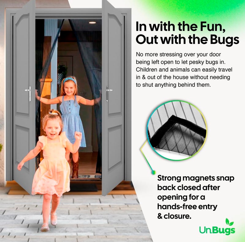 iGotTech UnBugs Magnetic Screen Door - Fits French Door & Double Doors up to 62 x 82 Inches MAX - Pet & Kid Friendly, Self-Closing - Hands Free Magnet Closure Keeps Bugs Out & Breeze in - Image 3