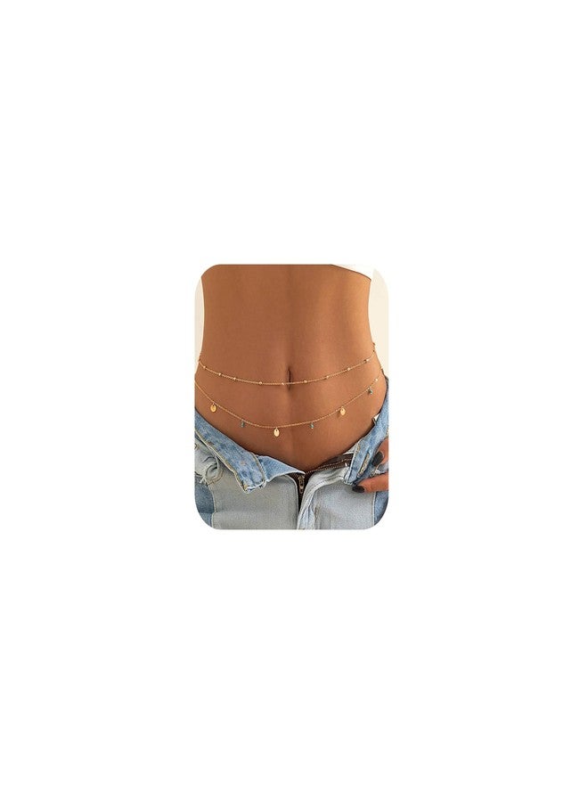 MODRSA 2pcs Belly Chain Waist Chain for Women Gold Waist Jewelry for Women Gold Belly Chains Stomach Jewelry Sexy Body Chains non Tarnish Waterproof Summer Vocation - Image 1