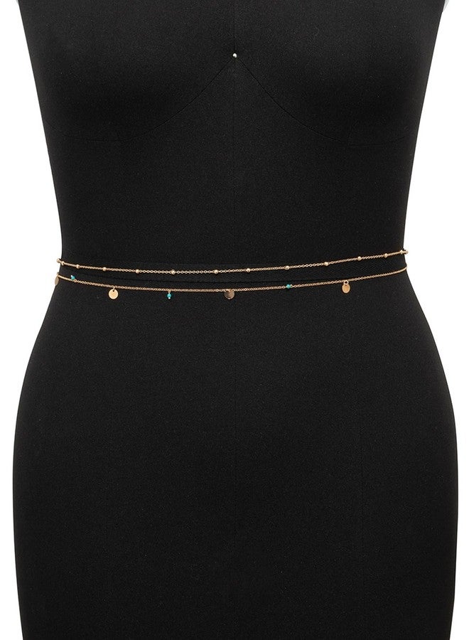 MODRSA 2pcs Belly Chain Waist Chain for Women Gold Waist Jewelry for Women Gold Belly Chains Stomach Jewelry Sexy Body Chains non Tarnish Waterproof Summer Vocation - Image 4