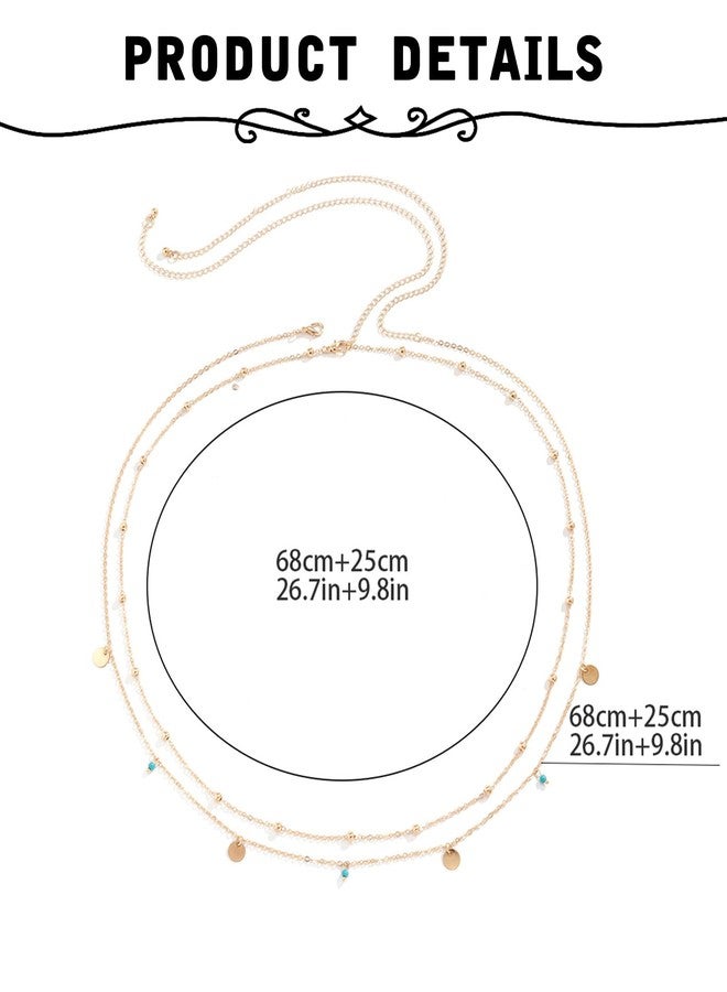MODRSA 2pcs Belly Chain Waist Chain for Women Gold Waist Jewelry for Women Gold Belly Chains Stomach Jewelry Sexy Body Chains non Tarnish Waterproof Summer Vocation - Image 5