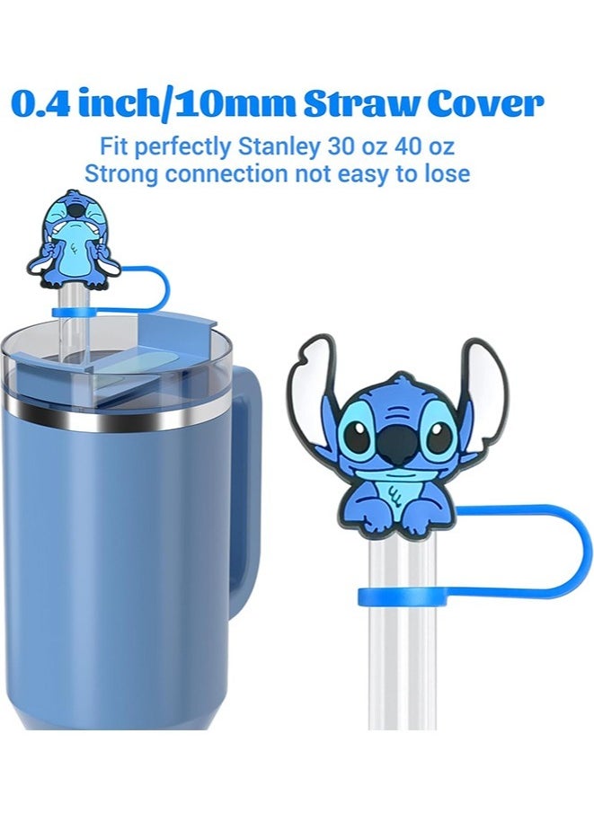 Generic - 5Pcs Straw Cover Cap for Stanley Cup Silicone Straw Topper Compatible with 30&40 Oz Tumbler with Handle 10mm 0.4in Dust-Proof Reusable Straw Tips Lids (Lilo & Stitch) - Image 1