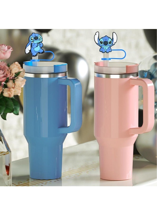 Generic - 5Pcs Straw Cover Cap for Stanley Cup Silicone Straw Topper Compatible with 30&40 Oz Tumbler with Handle 10mm 0.4in Dust-Proof Reusable Straw Tips Lids (Lilo & Stitch) - Image 1