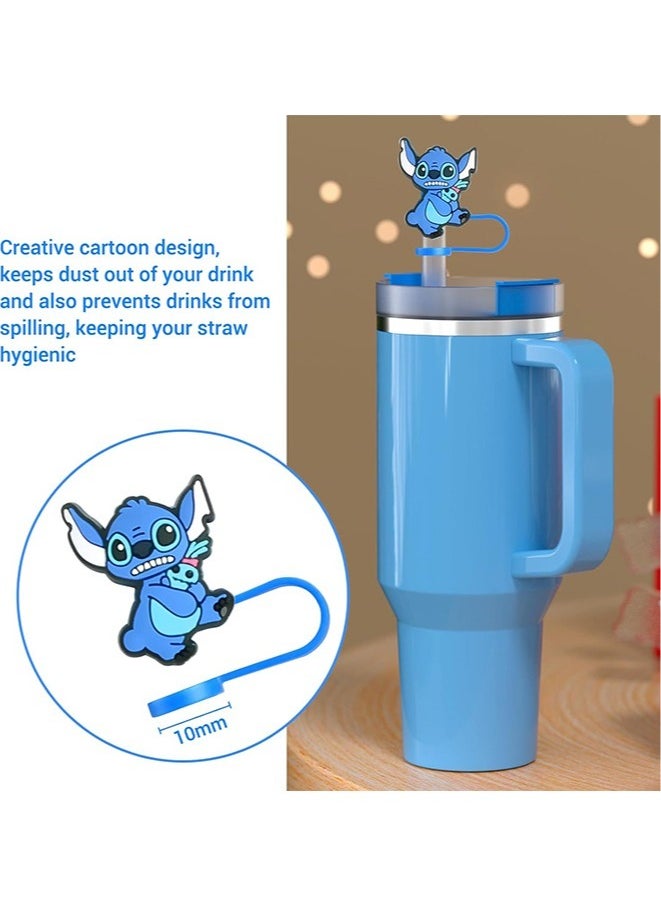 Generic - 5Pcs Straw Cover Cap for Stanley Cup Silicone Straw Topper Compatible with 30&40 Oz Tumbler with Handle 10mm 0.4in Dust-Proof Reusable Straw Tips Lids (Lilo & Stitch) - Image 1
