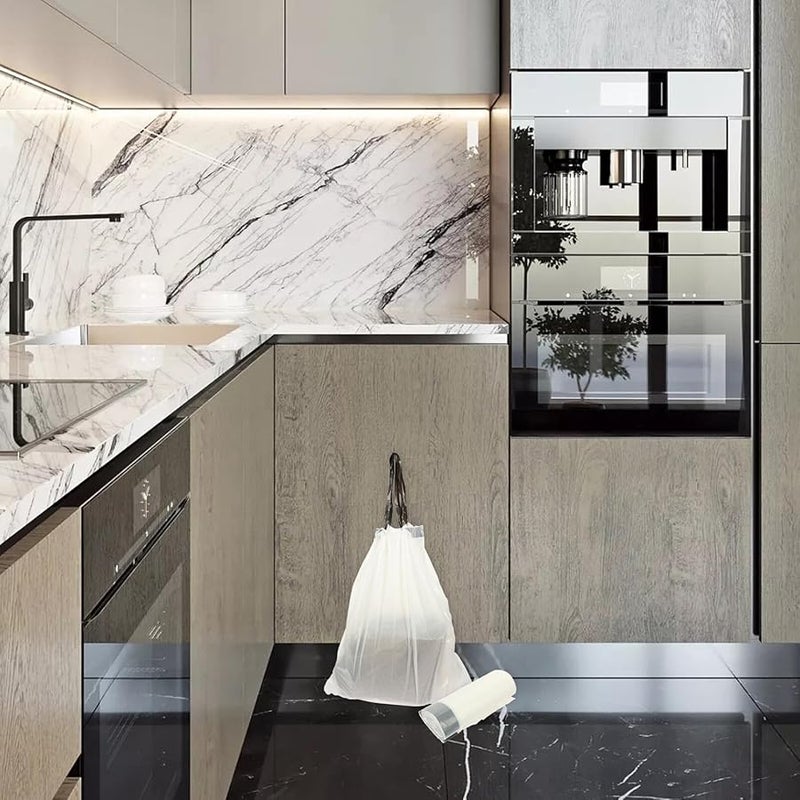 أكياس القمامة بسماكة وحبل سحب 60 قطعة قوية مقاومة للتمزق تحبس الروائح للاستخدام في المطبخ والحمام والمنزل - Image 5