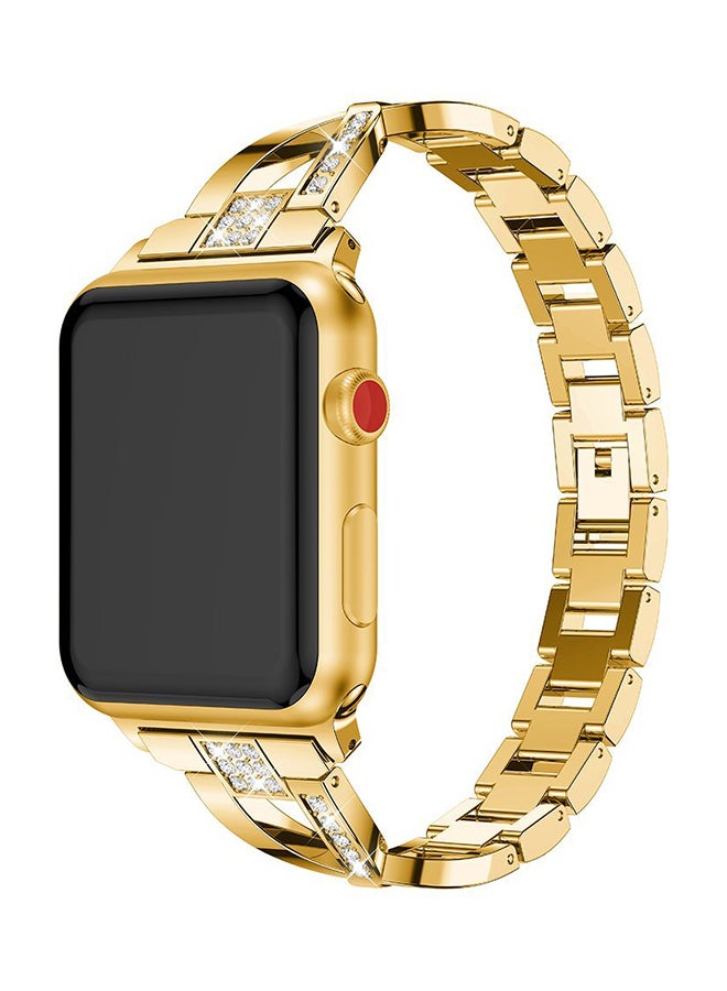 ISank Replacement Bling Strap X-Link For Apple Watch Nike+/Series 1/2/3/Sport 38mm Gold - Image 5