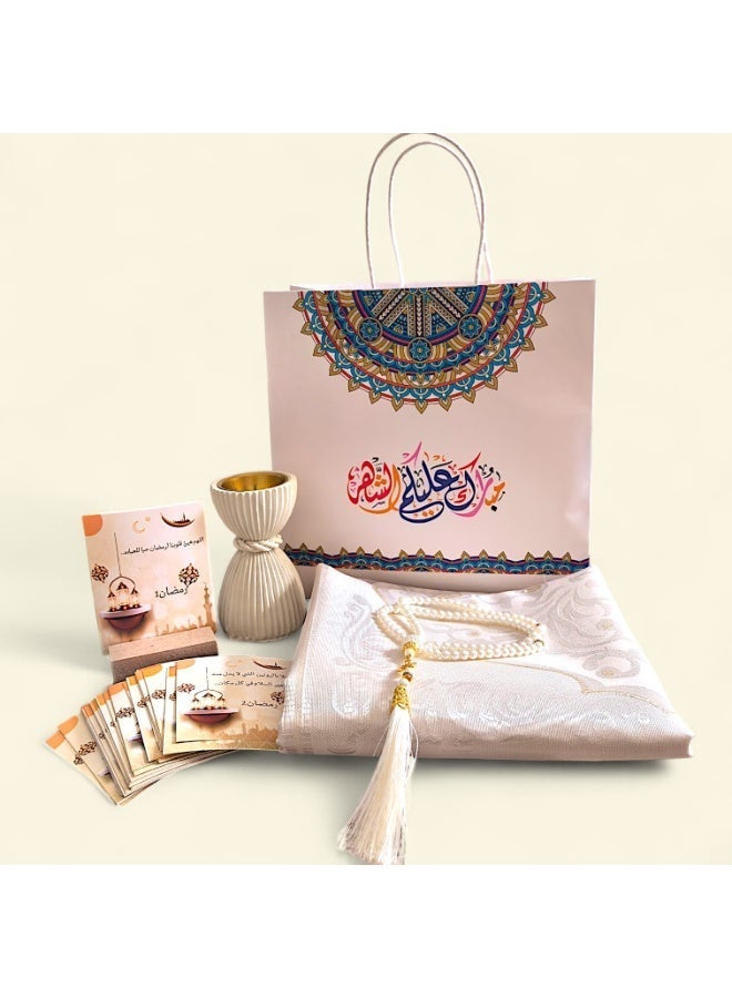 Crater Islamic Gift Set – Package includes incense burner, Islamic calendar cards, prayer beads and prayer mat - Image 2