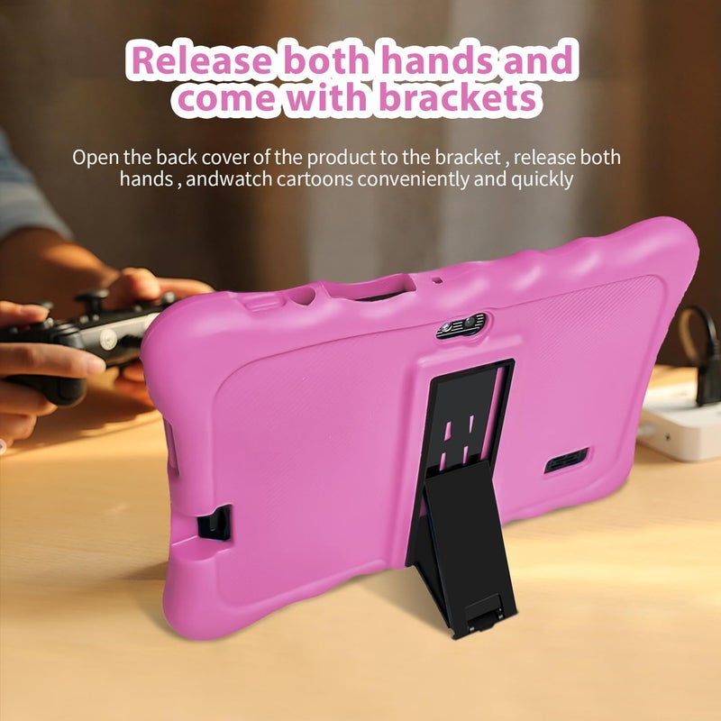 ZEKAROUL 7 inch Kids Tablet, Quad Core Android 11 2GB 32GB, Parental Control, Eye Protection, Shockproof Case, Dual Camera, WiFi, Bluetooth, Learning Tablet for Kids - T7 (Pink) - Image 3