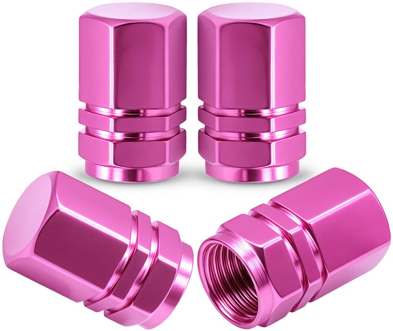 MEAJOO 4PCS Tire Valve Stem Caps with Rubber ORing Corrosion Resistant LeakProof Aluminum Alloy Universal Wheel Valve Covers for Cars SUV Trucks Bikes Motorcycles BicyclesPink - Image 3