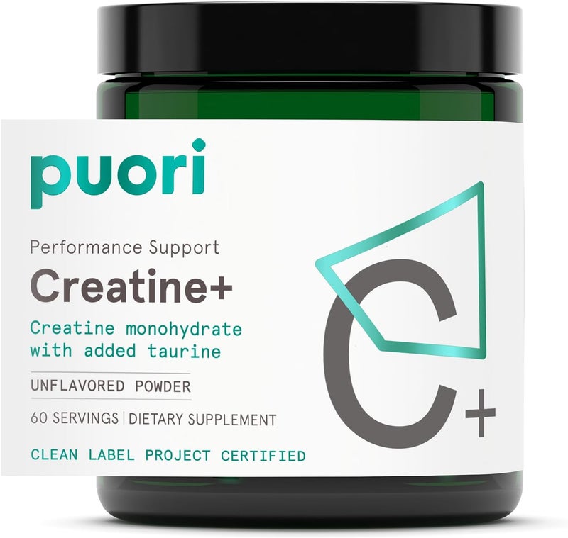 Puori Creatine Monohydrate Powder with Taurine  Unflavored Creatine Powder PreWorkout Supplement for Men  Women  Muscle Builder Enhanced Workout Performance  Strength Building  60 Servings - Image 1