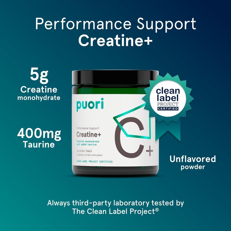 Puori Creatine Monohydrate Powder with Taurine  Unflavored Creatine Powder PreWorkout Supplement for Men  Women  Muscle Builder Enhanced Workout Performance  Strength Building  60 Servings - Image 2