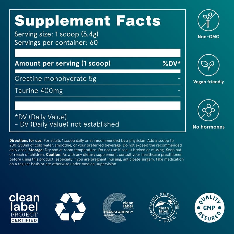 Puori Creatine Monohydrate Powder with Taurine  Unflavored Creatine Powder PreWorkout Supplement for Men  Women  Muscle Builder Enhanced Workout Performance  Strength Building  60 Servings - Image 3