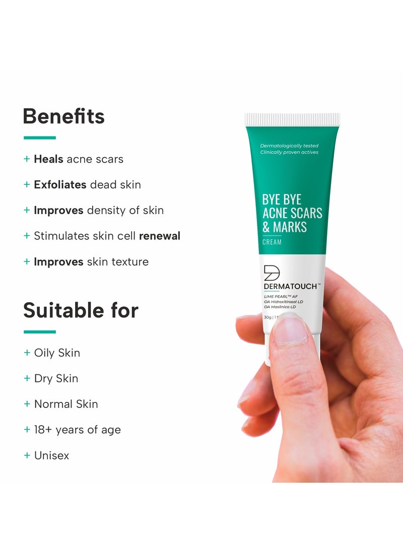 DERMATOUCH DERMATOUCH Bye Bye Acne Scars & Marks Cream || Acne Scars Corrector || Formulated Specially to Address Scars & Marks || Gives Even Skin Tone || Suitable For All Skin Types - 30G  - Image 2