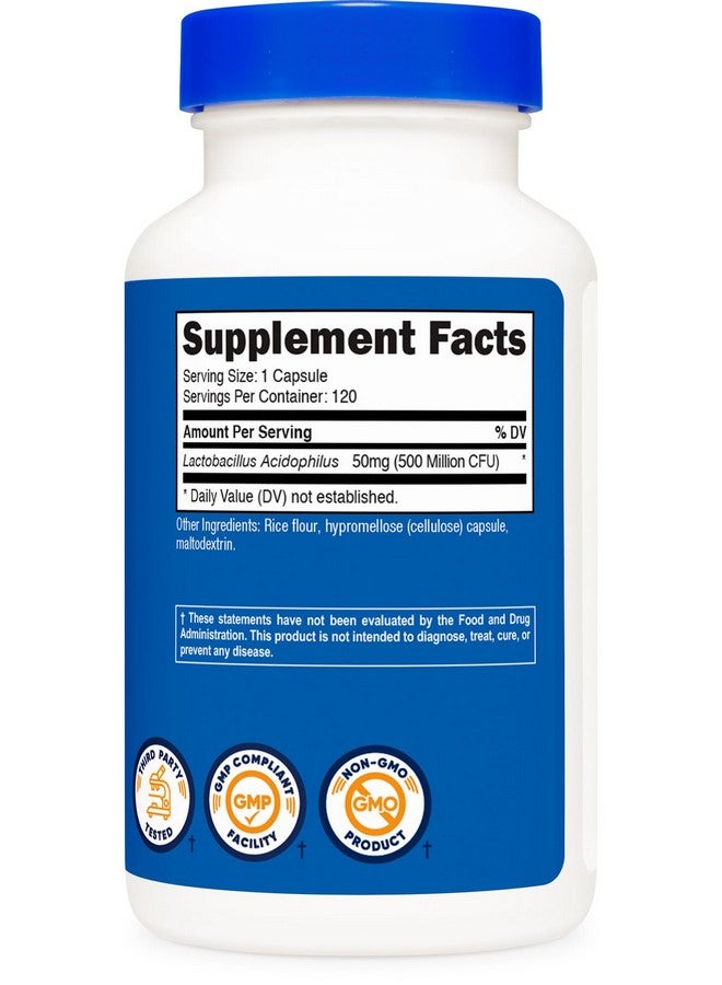 Nutricost Lactobacillus Acidophilus 500 Million CFU Per Serving (120 Capsules) - Image 5