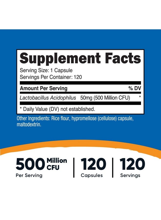 Nutricost Lactobacillus Acidophilus 500 Million CFU Per Serving (120 Capsules) - Image 2