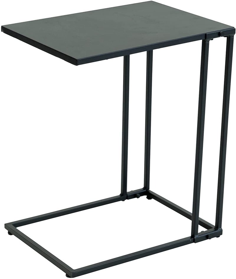 INDIAN DECOR INDIAN DECOR 48339 Side End C Table for Sofa Living Room Couch Table Snack Table That Slide Under for Small Spaces Coffee End Side Sofa Table with Black Metal Frame and Top  - Image 1