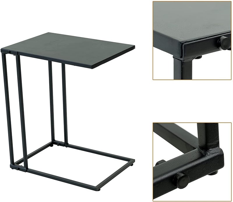 INDIAN DECOR INDIAN DECOR 48339 Side End C Table for Sofa Living Room Couch Table Snack Table That Slide Under for Small Spaces Coffee End Side Sofa Table with Black Metal Frame and Top  - Image 4