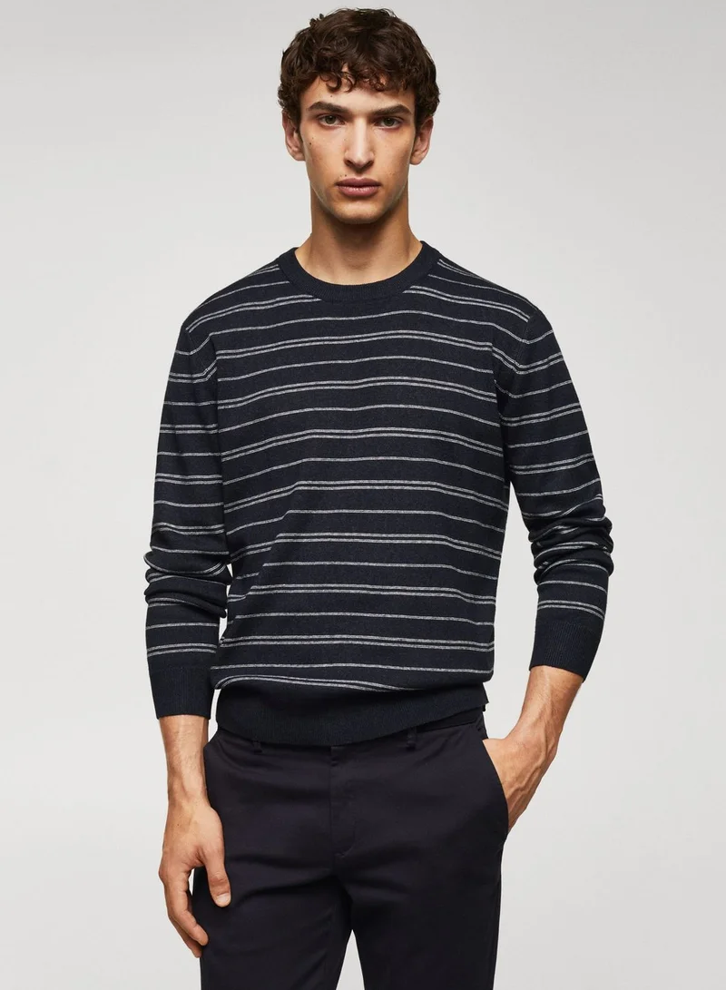 مانجو مان Stripe Dot Crew Neck Sweatshirt