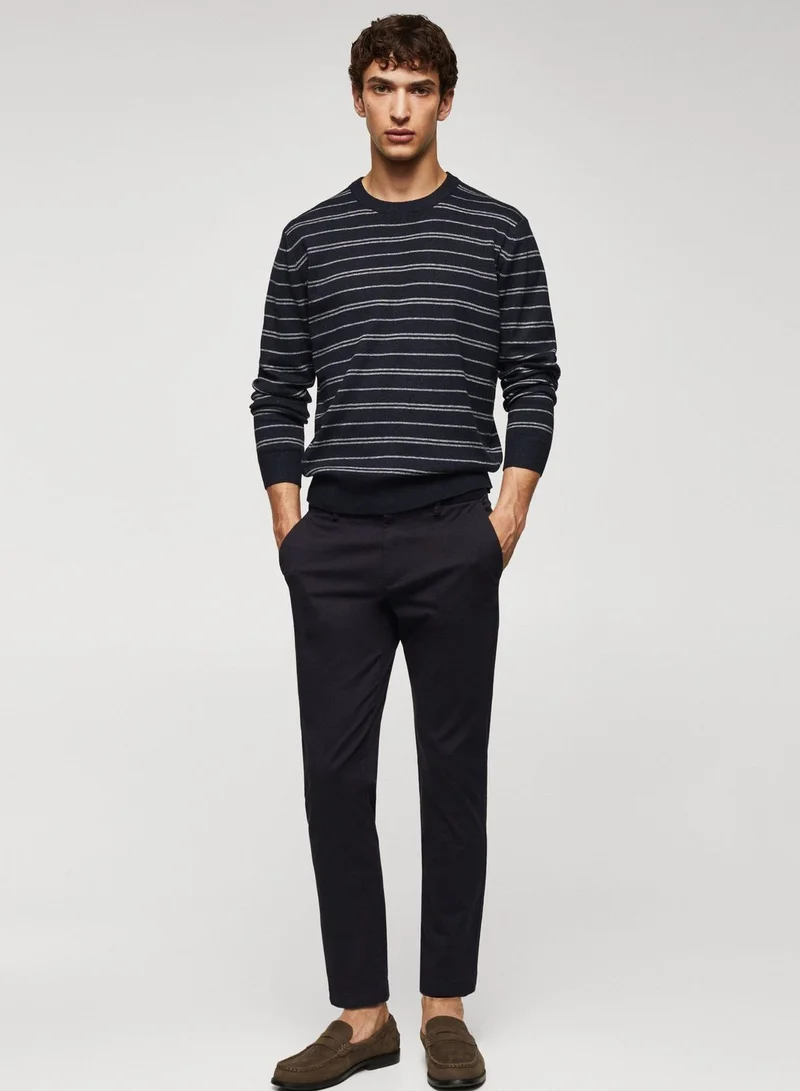 مانجو مان Stripe Dot Crew Neck Sweatshirt