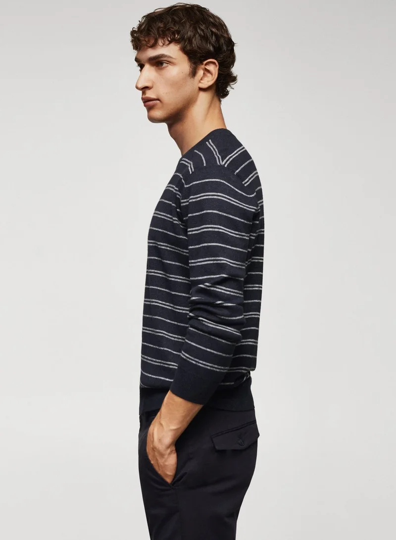 مانجو مان Stripe Dot Crew Neck Sweatshirt
