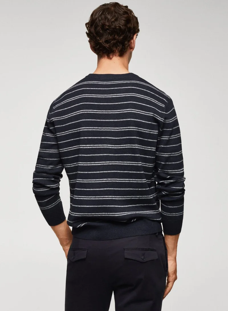 مانجو مان Stripe Dot Crew Neck Sweatshirt