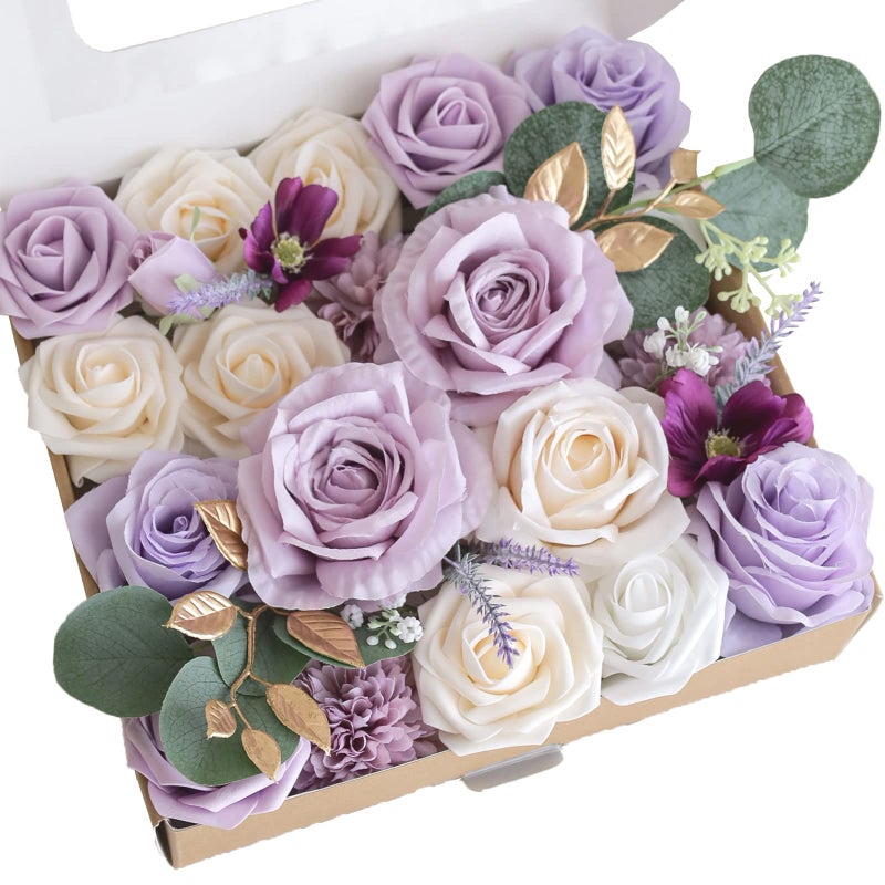 Lookein Artificial Flowers for DIY Wedding Decoration Bridal Bouquet Table Centerpieces Flower Garland Wreaths Aisle Arch Flower Decoration Home Decor Romantic Lavender