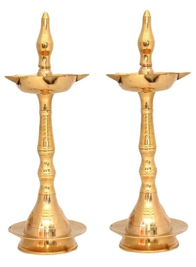 NOBILITY Brass Oil Lamp Diya 6 Inch Kerala Traditional Samai Deepak Lamp Kutthu vilakku Panchmahal Deepam for Pooja Mandir Diwali Indian Gift Items Puja Set Pack of 2 - Image 1