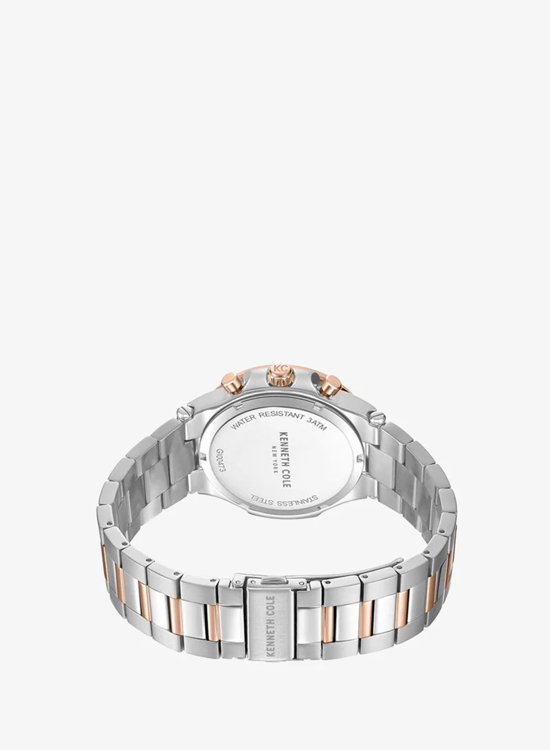 Kenneth Cole New York  Kenneth Cole New York 45.5mm Chronograph Men's Watch with Brown Dial & Silver, Rose Gold Stainless Steel Bracelet for Men | Best Price UAE