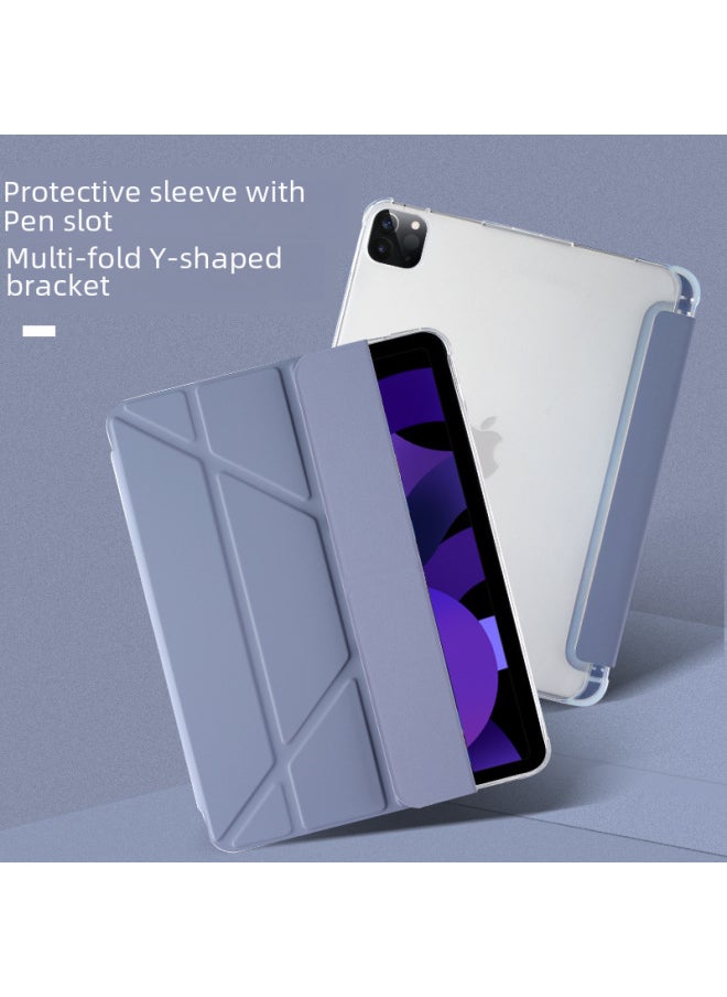 Generic - Protective Case For Ipad Pro11 10.2 Inch Pen Slot Anti-fall Tpu Soft Shell Y-shape For Air4/5th Generation-Color:Tri-fold [white Ice Blue]]-Applicable Model:air3 Generation/Pro10.5 Inch - Image 1