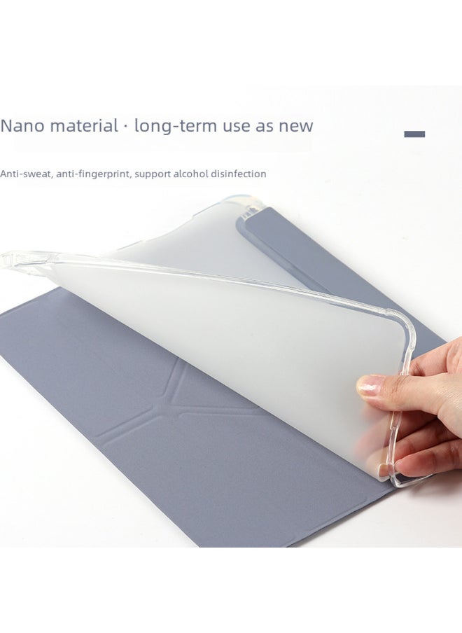 Generic - Protective Case For Ipad Pro11 10.2 Inch Pen Slot Anti-fall Tpu Soft Shell Y-shape For Air4/5th Generation-Color:Tri-fold [white Ice Blue]]-Applicable Model:air3 Generation/Pro10.5 Inch - Image 1