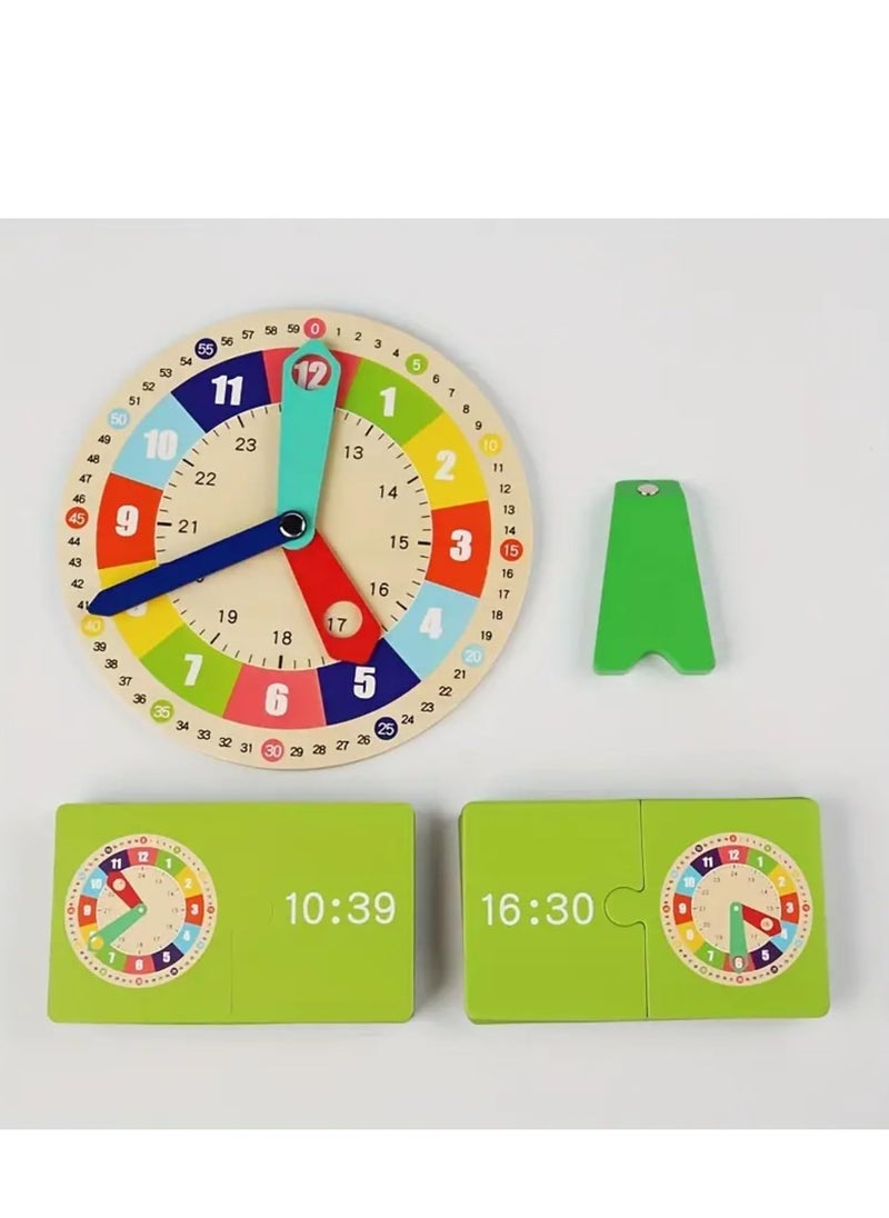 BAYBEE Baybee Wooden Puzzle Clock for Kids Toys, Montessori Teaching Aid Learning Clocks with Question Cards, Learning Early Educational Development Toys for Toddlers Boys Girls Age 2 to 5 Years  - Image 1