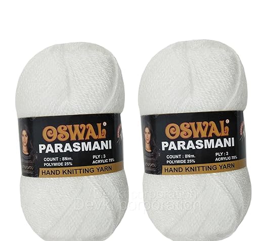 DUVANSHI DUVANSHI OSWAL PARASMANI Hand Knitting Yarn Wool Beautiful Shade WoolUun Wool for Woolen Sweater Cap HandGloves etc Each Ball 100 gm Shade NO 24 White