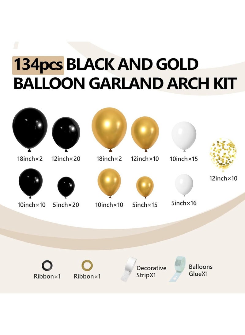 A set of 134 balloons with a black and gold balloon garland - Image 3