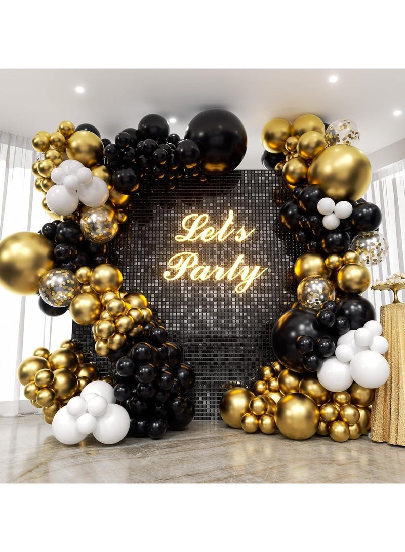 A set of 134 balloons with a black and gold balloon garland - Image 1