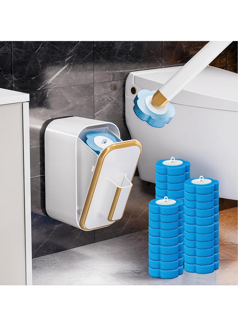 YelaJoy Disposable Toilet Cleaning Brush,  Wall Mounted Toilet Bowl Cleaner Wand with Holder, Clean Stick Brush Heads Kit with Handle, Storage Caddy and 12 Refills for Bathroom Bathtub Cleaning System - Image 1