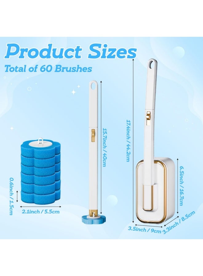 YelaJoy Disposable Toilet Cleaning Brush,  Wall Mounted Toilet Bowl Cleaner Wand with Holder, Clean Stick Brush Heads Kit with Handle, Storage Caddy and 12 Refills for Bathroom Bathtub Cleaning System - Image 4