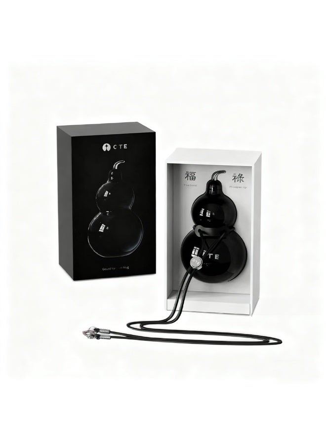 300ml Gourd-Shaped Insulated Water Bottle with Straw, Vacuum Flask with 12H efficient insulation and cooling, Leakproof Stainless Steel Cute Aesthetic Travel Water Bottle Black