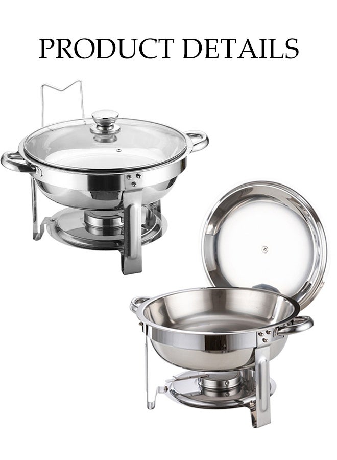 DUNISO Chafing Dish Buffet, Hot Pot with Lid and Built-in Lid Holder, Buffet Serveware and Warmers, Sturdy and Durable, Food Warming Tray for Party, Weddings,Catering, 4.5L Sliver - Image 4