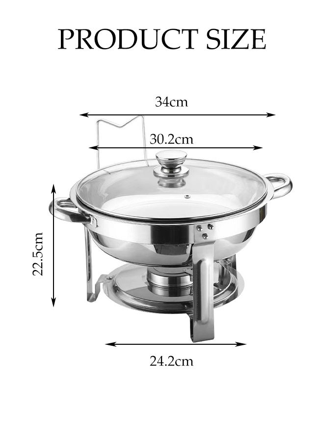 DUNISO Chafing Dish Buffet, Hot Pot with Lid and Built-in Lid Holder, Buffet Serveware and Warmers, Sturdy and Durable, Food Warming Tray for Party, Weddings,Catering, 4.5L Sliver - Image 2