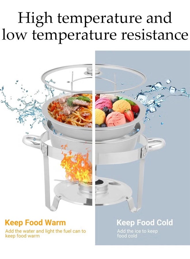 DUNISO Chafing Dish Buffet, Hot Pot with Lid and Built-in Lid Holder, Buffet Serveware and Warmers, Sturdy and Durable, Food Warming Tray for Party, Weddings,Catering, 4.5L Sliver - Image 3