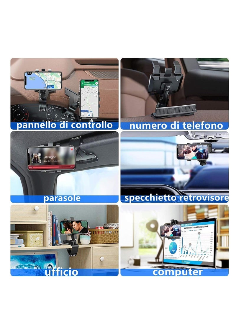 Captaintech Versatile Car Phone Mount: Secure Your Smartphone On-the-Go with 360° Adjustable Clip for 3 to 7 Inch Devices, Can Installed in Sunshade, Rear View Mirror, Instrument Light Station - Image 3