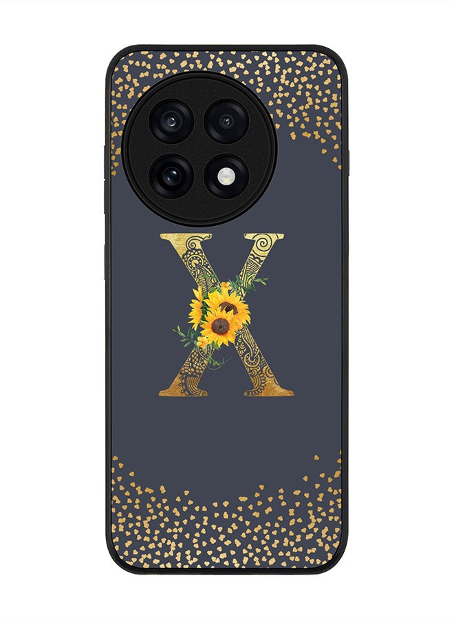 Stylizedd For OnePlus 13R / Ace 5 Pro Case,Slim fit Camera Protection, Shockproof Thin Phone cover  - Custom Floral Monogram - X  (Grey )