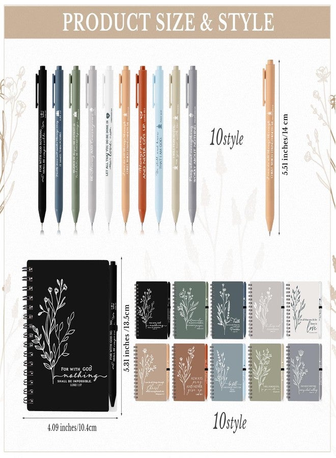 Resurhang 20 Pcs Christian Gift Prayer Spiral Journal with Ballpoint Pen Religious Gift for Church Pastor Clergy Appreciation Sunday School Teacher Team Employee Notebook Christmas (Boho Color) - Image 2