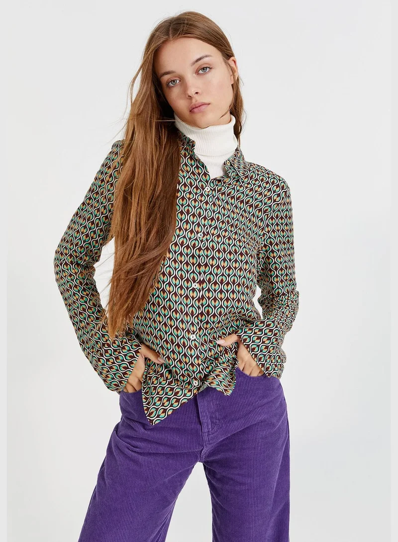 PULL&BEAR Basic geometric print shirt