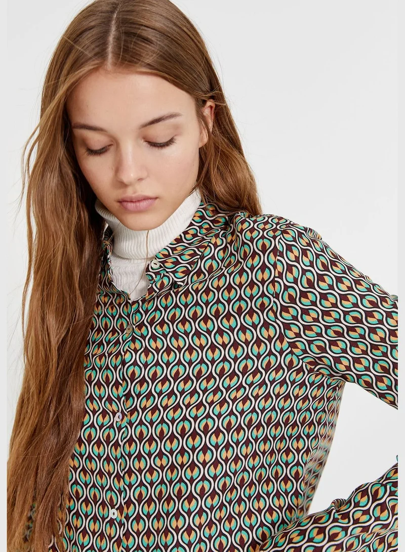 PULL&BEAR Basic geometric print shirt
